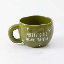 1/4个 285毫升/9.5盎司 心形抹茶陶瓷咖啡杯，不对称手工陶瓷抹茶杯，适用于咖啡、牛奶、果汁、拿铁、卡布奇诺，是送给朋友和爱人的完美礼物 - 彩色 - 查看 15