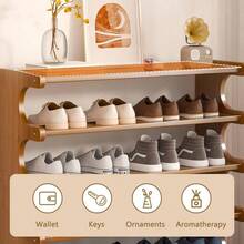 Zapatero de Bamb de Varios Niveles, Zapatero Recibidor Madera, Zapatero Alto Baldas para Entrada, Dormitorio o Pasillo, Estante para Zapatos para Casa 2 tier/30cm - 2 niveles/30 cm - Ver 7