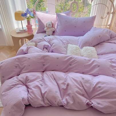 新しい雲のようなカポックしわ二層ガーゼ 4 点セット家庭用 4 点セット寮ランニングボリューム花柄寝具