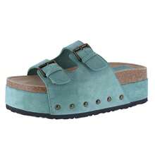 Urban Lift  Plain  Casual  Outdoor  PU Leather  Buckle    Platform Slide Sandal  Outdoor - SAGE - View 3
