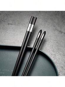 5 Pairs Of Vintage Chopsticks Set, And Fiberglass Synthetic Chopsticks, Non-Slip And Durable Sushi Chopsticks, For 5 People, Suitable For Holiday Parties, Weddings, Hotels, Restaurants And Gifts. - màu đen - Xem 3