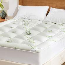 Bamboo Mattress Pad, Rayon Derived From Bamboo, 600 GSM Breathable Mattress Topper Pad, Thick Pillow Top Mattress Pad With Stretches Up 8"-20" Deep Pocket - Green - View 8
