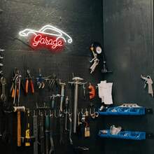 Garage Neon Sign, LED Wall Hanging Decor For Garage, Workshop, Man Cave - Ideal Gift For Dad And Auto Enthusiasts, Plastic Material, Switch Controlled, USB Powered, Non-Variable Single Hue ,Bedroom Decorations - White+Red - View 6