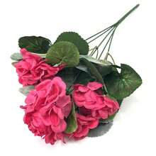 4pcs/1pc/2pcs Artificial Geranium Flowers With Green Foliage, Realistic Silk Flowers For Indoor & Outdoor Decor, Perfect For Garden, Porch, Patio, Window Box, And Hanging Planter, Maintenance-Free Plants