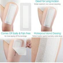 10 Pcs Waterproof Knee Replacement Dressing 4x8 Inch Long PostSurgery Gauze Bandage With Adhesive Border + NonStick Central Pad Hip Wound Incision Recovery - Gói 10 cái 4x8 inch - Xem 1