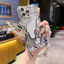 (蝴蝶支架) (银色手环) 适用于 Galaxy A123456789987654321 45G 电镀磁吸防摔透明手机壳，防摔手机壳适用于三星 S25/S24/S23/S22 系列/A 系列、OPPO、Redmi、Moto、Pixel，适用于 Vivo，适用于 OPPO