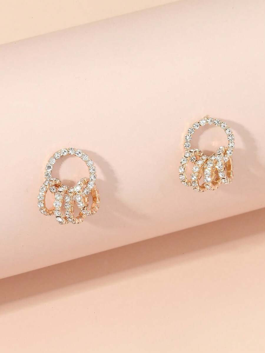 1 Paio di Eleganti Orecchini a Cerchio con Cristalli per Donne, Orecchini Casual Sofisticati per Vacanze, Appuntamenti, Feste