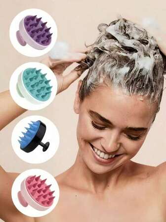 1pc Multi-Color Scalp Massage Brush, Wheat Straw Hair Scalp Massager, Wheat Straw Hair Washing Tool, Silicone Hair Brush, Exfoliating Scalp Scratcher, Massage & Cleansing Scalp Brush, Scalp Exfoliating Scrub, Dandruff Removal Tool, Suitable For Men And Women, Comfortable, Practical And Convenient, Dry And Wet Dual-Use, Hair And Scalp Care Accessories, Bathing And Shower Accessories.