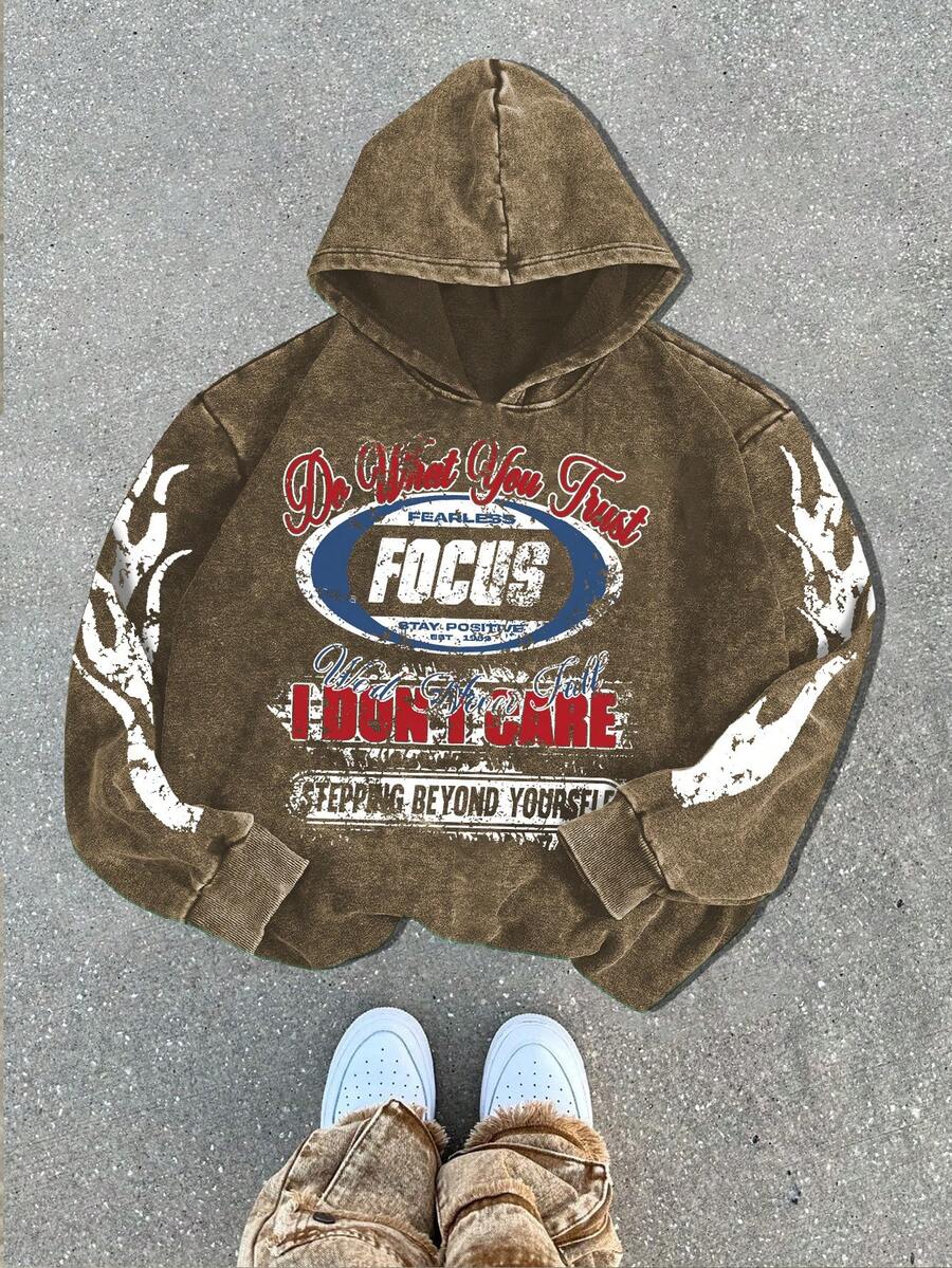 1 Stück Herren Lässig Hoodie mit Rennwagen Kreativdruck, Sweatshirt für Herbst/Winter, Langarm Oberteil