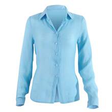 Women's Cotton Linen Blouse Long Sleeves Plus Size - Xanh-Mới - Xem 4