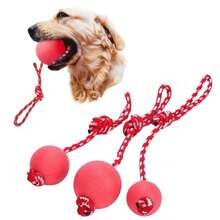 互动式狗狗训练球，狗狗橡胶拔河玩具，宠物狗咀嚼游戏玩具球 - 紅色 - 查看 1