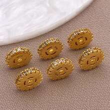 2/3/5 件 18K 镀金黄铜扁平圆形微密镶方晶锆石圆珠圆珠水钻隔珠适用于 DIY 手链项链珠宝制作用品 - 彩色 - 查看 13