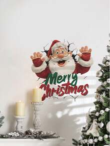 1 Stück mehrteiliger PVC Wandaufkleber, Klassische Weihnachtsserie 3D Plüsch-Weihnachtsmann, Weihnachtsmann, Schneemann, Kamin Dekorationen, geeignet für Schlafzimmer, Wohnzimmer, Arbeitszimmer, Esszimmer, Badezimmer, Heim Wanddekoration, Raumdekoration