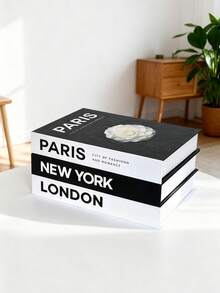 1 pieza/3 piezas Decoración de libros falsos plegables de moda, libros falsos de diseñador modernos, adecuados para el hogar, la sala de estar, el escritorio, la decoración de paredes, aplicables a varias escenas (habitación/sala de estar/mesa/gabinete de TV/pasillo/estantería/escritorio de oficina/gabinete/tienda/área de trabajo/unidad de exhibición), conjunto de decoración de escritorio de oficina de lujo con libros falsos, caja de almacenamiento de libros falsos de diseñador con estilo