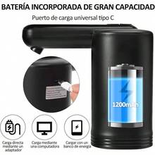 Dispensador de Agua Garrafon, Inalámbrico Dispensador de Agua Electrico con 2 Modos de Bombeo y Luz Nocturna, Bomba de Garrafon Portátil para Hogar, Oficina, Camping (Negro) - Negro - Ver 5