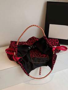 极简时尚个性化豹纹手提包，时尚百搭大容量休闲单肩包，小众流行多功能斜挎包，配有长肩带，适合购物和户外露营 - 彩色 - 查看 10