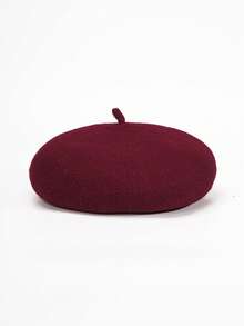 1pc Solid Color Beret Hat, Unisex Autumn/Winter Outdoor Cold-Proof Cap, Personalized Stylish Beanie For Men, Y2K Style