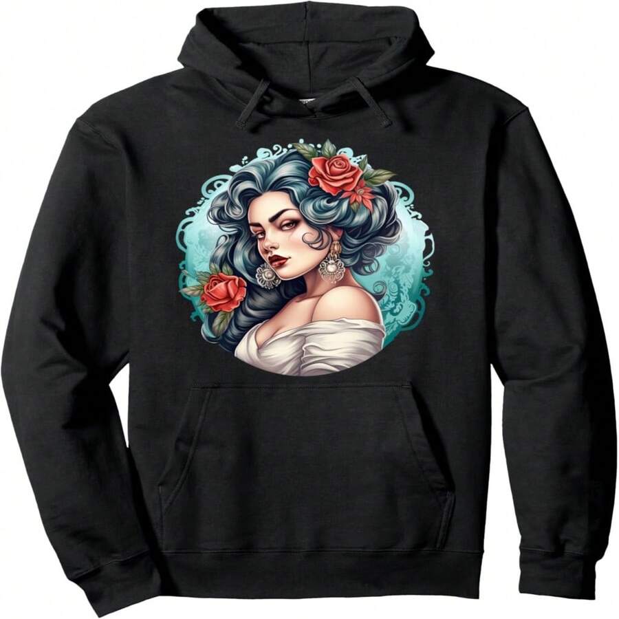 Girl Mexican An Xicano His Latina Pullover Hoodie - Black 8 - View 1