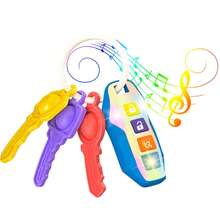 1 Stück Baby Beißring Auto Schlüssel Musikspielzeug, weiches Silikon, Simulation Auto Schlüssel Spielzeug mit Musik/LED Licht, mehrere Geräusche, Frühkindliche Bildung Sensorisches Spielzeug, Baby Essentials, Baby Spielzeug für Mädchen Jungen Weihnachts-/Halloween-Geschenke (Batterie inklusive) (Zufällige Knopffarbe)