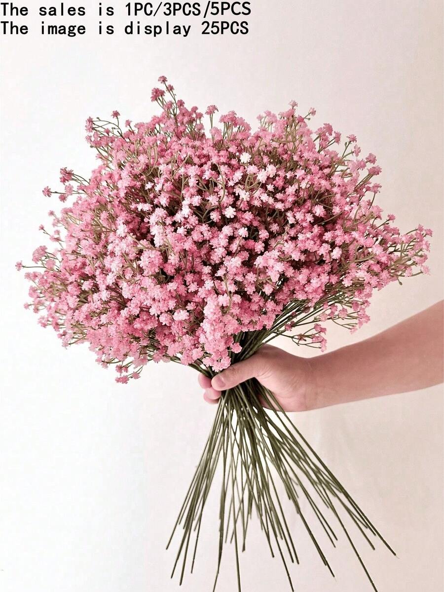 3 piezas de Flores artificiales de Gypsophila rosa - Ramo de Flor de Bebé a granel con múltiples ramas para decoración de bodas, centros de mesa para despedida de soltera, arreglos florales DIY, decoración de mesa del hogar, relleno de jarrones, regalo del Día de San Valentín, decoración de fiesta de jardín, perfecta para decoración navideña, suministros para fiestas de Navidad y Año Nuevo - Rosa - Ver 1