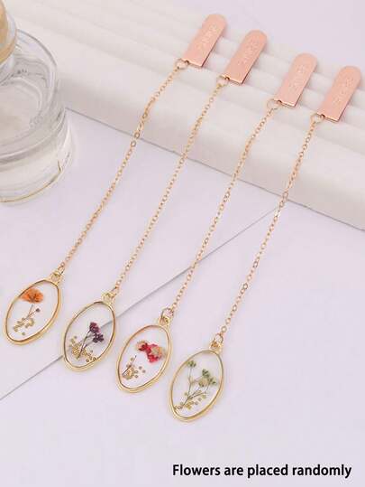 SHUIGE 1pc Crystal Dried Flower Design Bookmark For Creative Portable Page Markers For Book Reading Back To School