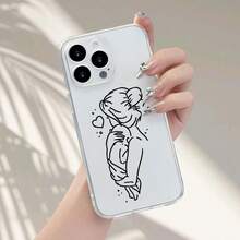 Nueva funda de teléfono de cuerpo completo antideslizante, a prueba de golpes y elegante: diseño minimalista de arte lineal de madre e hija abrazadas, patrón creativo de dibujo animado popular, funda de teléfono de TPU transparente, divertida y única, simple y elegante, funda de teléfono unisex de moda. Adecuado para iPhone 16, 15, 14, 13, 12, 11 ¡Consigue una funda de teléfono que se vea genial! - 1 pieza - Ver 6