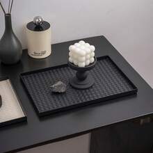 奢华编织仿皮收纳托盘 - 珠宝、手表、化妆品及装饰品收纳托盘，浴室护肤品收纳架。可选白色、黑色、棕色、绿色、酒红色皮革