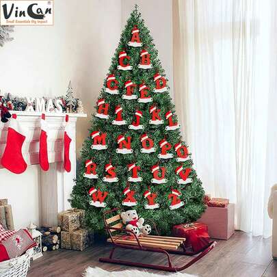 1pc Letter Christmas Pendant, Christmas Tree Decoration Happy Family, DIY Handwritten 26 Letter Pendant Christmas Tree Decoration, Christmas Gift Happy New Year Home Decor Christmas Decorations Room Decor Winter