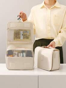 1 Piece New Fashionable And Cute Travel Toiletry Bag, Cosmetic Storage Bag, Hanging Cosmetic Bag, Bathroom Accessories, Portable Cosmetic Storage Bag, Multi-Functional Wet And Dry Separation Folding Waterproof Large Capacity Storage Bag, Portable Folding Storage Bag For Men And Women, Suitable For Travel, Business Trip, Vacation, Camping, Dormitory, Gym. Makeup Bag, Makeup Organizer, Makeup Storage Bag, Back To School Supplies