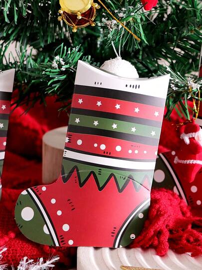 10 Stücke Weihnachtsstrumpf Süßigkeiten Box Feiertags Geschenke, perfekt zum Feiern von Weihnachten, kulturellen Veranstaltungen und Firmenfeiern, Familienfeiern