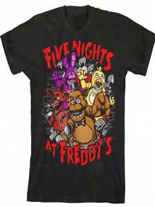 SDFF  Shirt Boy's Bonnie Chica Foxy Bust Through Wall Tee Stylish Casual Children's Clothing - màu đen - Xem 1