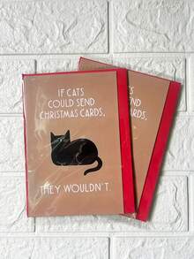 Paquete de tarjetas de felicitación navideñas divertidas con sobres para amantes de los gatos, set de 1, sentimiento navideño humorístico, perfecto para todos los destinatarios - Multicolor - Ver 3