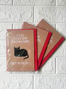 Paquete de tarjetas de felicitación navideñas divertidas con sobres para amantes de los gatos, set de 1, sentimiento navideño humorístico, perfecto para todos los destinatarios - Multicolor - Ver 4