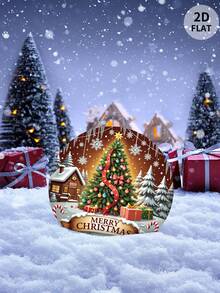 1 Stücke Weihnachts-Dekorations-Set - beinhaltet Frohe Weihnachten, Weihnachtsbaum, Weihnachtskugeln, Geschenkboxen, Winterlandschaft, Hütte, Schneeflocken, Zuckerstangen, runde Ornament-Teller, Feiertags-Atmosphäre. Geeignet für Zuhause, Restaurant, Bar, Ladenfront, Café Dekoration. 2D flach bedrucktes Design für Hängeschilder und dekorative Holzstücke.