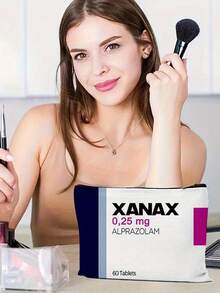 1 pezzo Borsa portamedici Leksal Xanax di Leksal - Organizer per compresse di Alprazolam da 0,25 mg con chiusura lampo sicura, borsa per il trucco, borsa stampata, borsa portaoggetti, bustina cosmetica per piccoli oggetti, borsa per il trasporto, borsa per il trucco, borsa da toilette, borsa per accessori e pennelli trucco, pochette, borsa pieghevole leggera