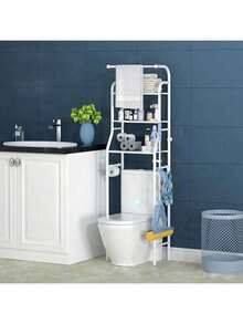 A Punch-Free Bathroom Toilet Storage Rack Floor-Standing Toilet Rack Storage Rack - White - View 8