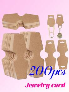 200/100pcs Necklace Display Card, Jewelry Packaging Card, Jewelry Clip, With 2 Pre Drilled Classification Kits, Necklace Bracelet Card Folding Card, Jewelry Card Packaging Card, Sturdy Hanging Card For Jewelry Earring Retail Display, Suitable For Small Businesses That DIY Hang Bracelets, Earrings, Keychains, Earrings