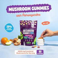 FEWDIVE Drops Of Nature Mushroom Gummies |   Ashwagandha KSM-66, Lion's Mane, Shiitake, Turkey Tail, Reishi, Maitake, Chaga, Cordyceps |   Vegan Mushroom Supplement |   Mixed Fruit, 80 Gummies - 菇 - 查看 9