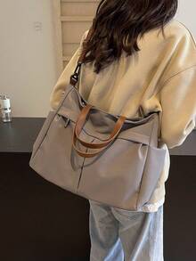 New Large-Capacity Tote Bag, Retro Classic And Popular, High-Value Underarm Bag, Fashionable, Casual And Simple High-Quality Handbag, Suitable For Commuting To Work, Students, Classes, And Daily Shopping. - Grey - View 3