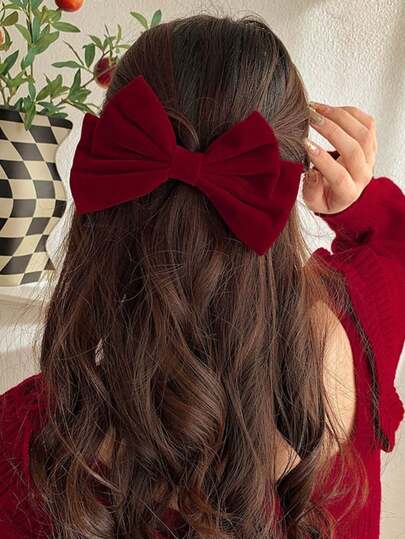 2pcs Velvet Big Bow Hair Clips For Women, Elegant Alligator Clip Barrettes, Fashion Hair Accessories, Hair Slide, Hair Barrettes