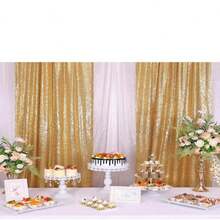 2pcs Gold Christmas Decorative Curtains, Made Of Shiny Gold Fabric - Multicolor - View 6