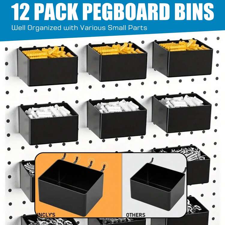 278PCS Pegboard Accessory Organizer Kit Pegboard Hook Kit With Storage Case For Organizing Various Tools, 1/8" 1/4" Pegboard Hook Assortment, Ideal For Hanging Storage, Garage Wall Accessories/ Easily Tidy Up Garage Walls - 彩色 - 查看 2