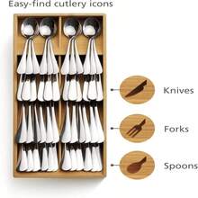 Joseph Joseph DrawerStore Compact Knife Organizer, Holds Up To 9 Knives, Kitchen Organization &Amp; Drawer Storage, Bamboo - Màu B - Xem 2