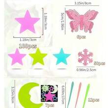 100 piezas de pegatinas fluorescentes de colores, pegatinas de estrellas de plástico fluorescentes para decorar paredes, decoración del hogar para el techo, la pared, el dormitorio de niños/bebés