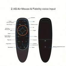 Replacement Remote Control For Android TV Box, Smart TV, Universal 2.4G Wireless TV Remote With Voice Remote, Air Mouse Remote And Motion Sensing Game For PC,Projector, G10S, Black - Black - View 3