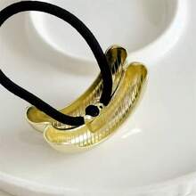 1/3pcs Gold Metal Headband, Elegant, Versatile, Elastic Ponytail Holder Hair Accessory For Women ,Ponytail Holders ,Hair Elastics ,Hair Rubber Bands ,Scrunchies ,Hair Rope ,Elastic Hair Tie