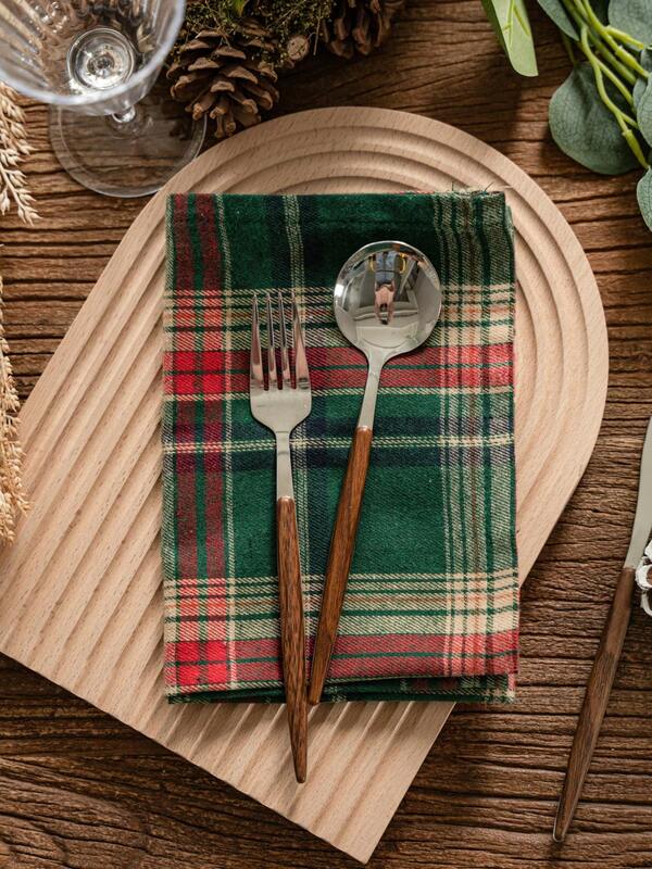 1/2/4/6/8pcs Green Plaid Rectangular Napkins, Vintage American Country Style Kitchen Dining Table Decor Towels, Suitable For Daily Use, Holidays, Picnics, Parties, Birthdays, Family Dinners, Home Decor, All Seasons