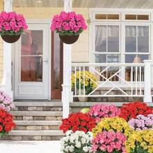 4pcs/1pc/2pcs Artificial Geranium Flowers With Green Foliage, Realistic Silk Flowers For Indoor & Outdoor Decor, Perfect For Garden, Porch, Patio, Window Box, And Hanging Planter, Maintenance-Free Plants