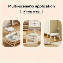 Senmeo Rolling Stool With Backrest, Mini Shoe Stools, Portable Multi-Purpose Wheeled Stool With Comfortable Foam Cushion, 360° Rotating Wheels For Home, Office, Salon & Garage - Transparent