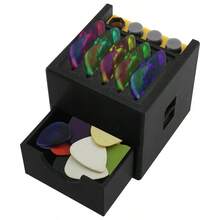 Guitar Pick Holder With Random Five Color Picks, Vintage Speaker Guitar Pick Holder, Portable Guitar Pick Holder, Gift For Guitar Lovers - có ngăn kéo lưu trữ + 5 mái chèo màu ngẫu nhiên - Xem 4